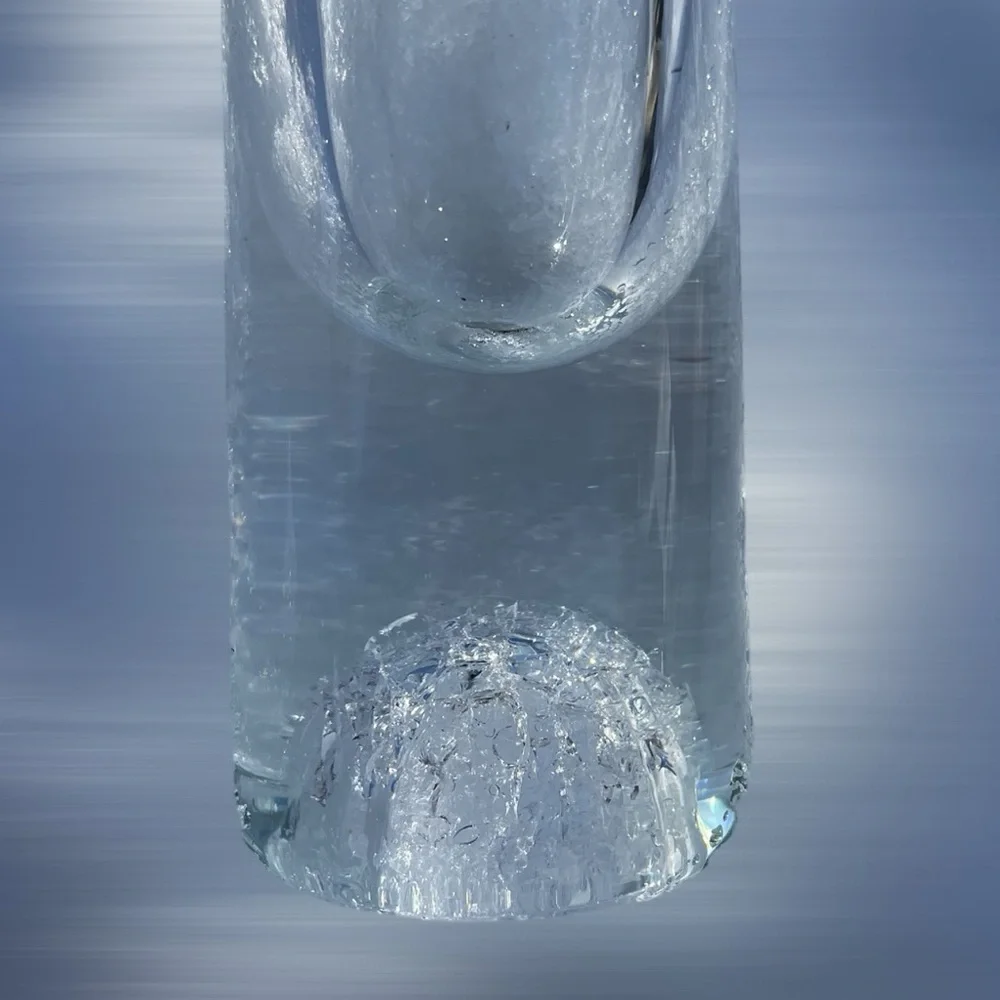 Handmade vase with a unique inner structure, which looks like crackle glass